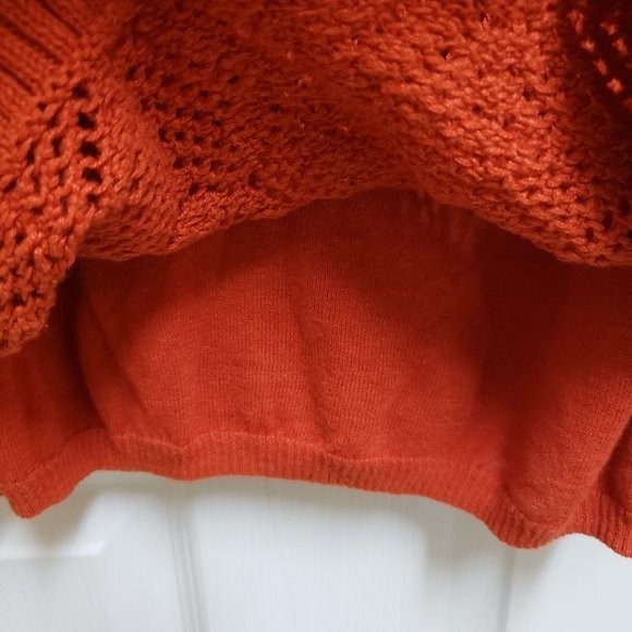 Christopher & Banks XL Orange Crochet Knit Sweater w/Attached Tank Top - Picture 4 of 6